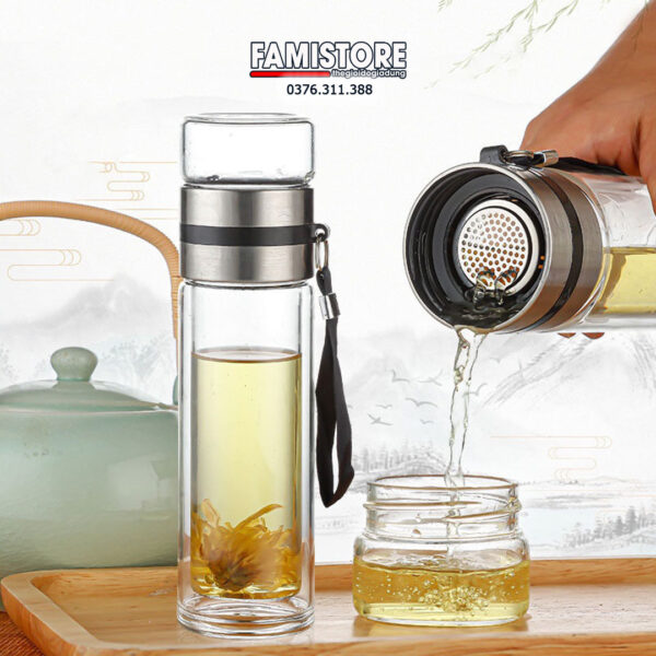 Bình pha trà 450ml thuỷ tinh 2 ngăn
