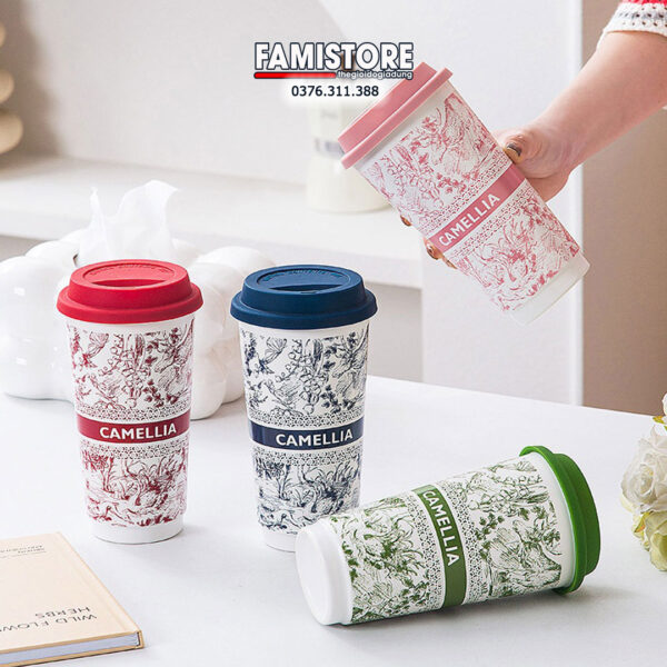 Ly sứ Camellia 580ml tráng men cao cấp