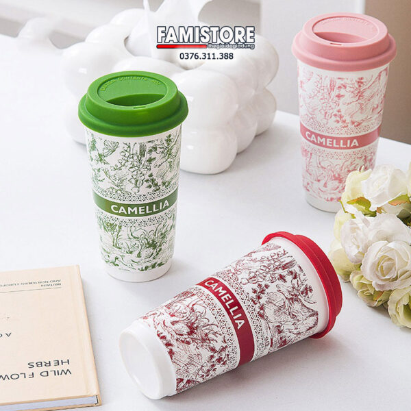 Ly sứ Camellia 580ml tráng men cao cấp
