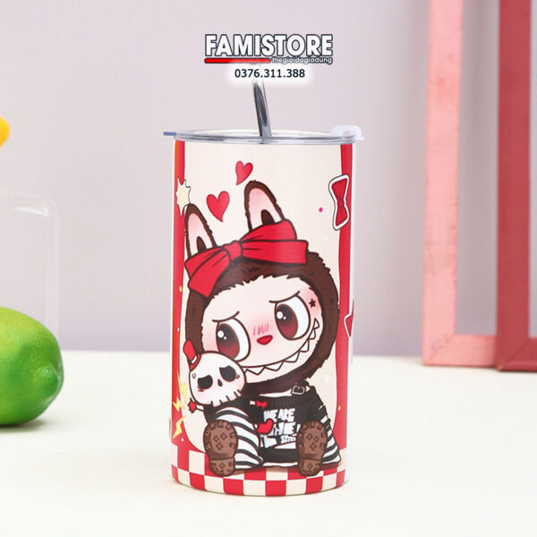Ly giữ nhiệt trụ cao labubu